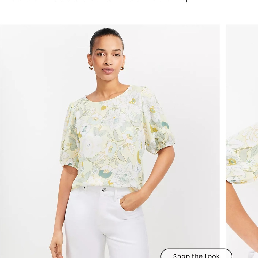 LOFT Floral Blouse in Soft Yellow and Green